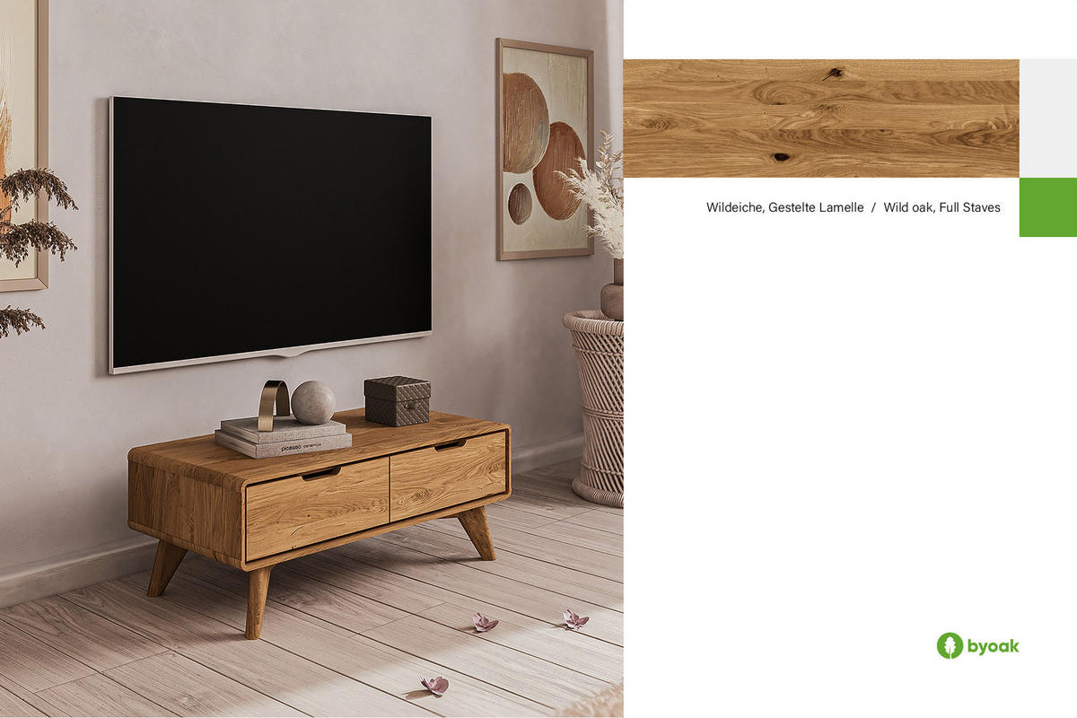 GREG TV-SCHRANK Wildeiche - Wildeiche, Holz (90/33/40cm) - byoak