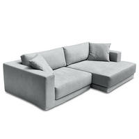 ECKSOFA mit Wechselbezug - Longchair, Webstoff - Hellgrau/Schwarz, Kunststoff/Textil (260/155cm) - home24