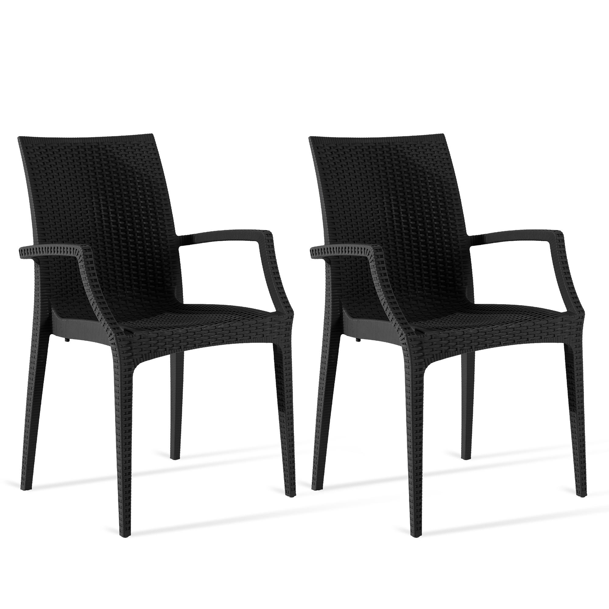 GARTENSTUHL ETULI 2-tlg, Anthrazit - Anthrazit, Kunststoff (56/88/50cm) - KONSIMO®