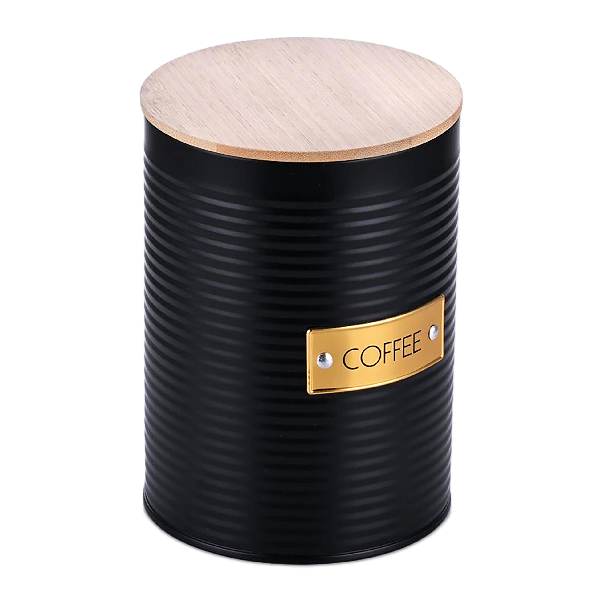 KAFFEEDOSE - Schwarz, Holz/Metall (11/16cm) - Relaxdays