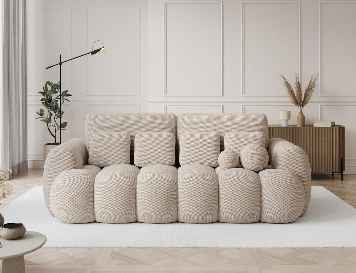 SOFA Elvento - Warmes beige (Calmora 18) - Sandfarben, Holzwerkstoff (256/105/119cm) - Möblo