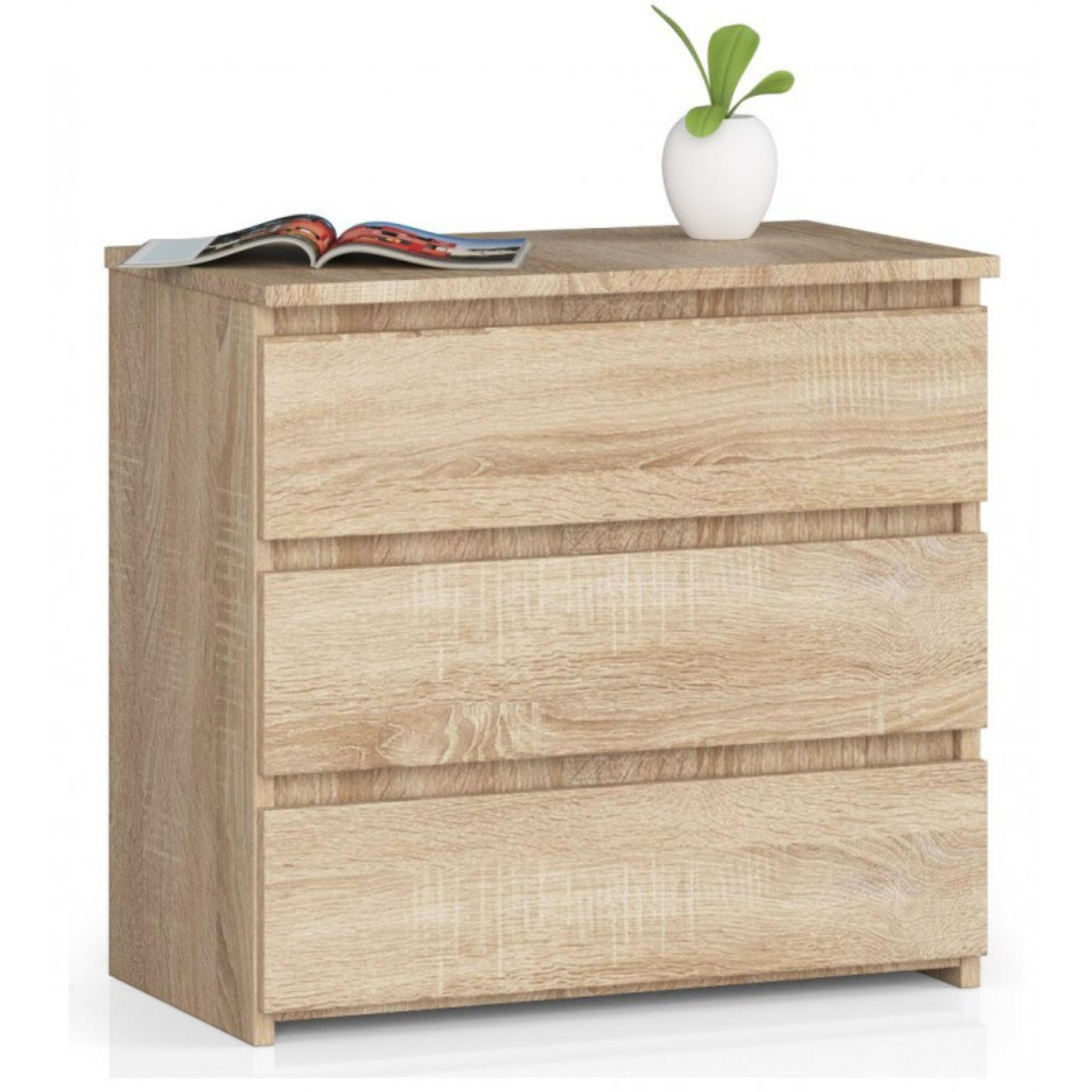 NACHTSCHRANK Sonoma Eiche 60x35x57 cm - Weiß/Sonoma Eiche, Holzwerkstoff (60/57/35cm) - Akord