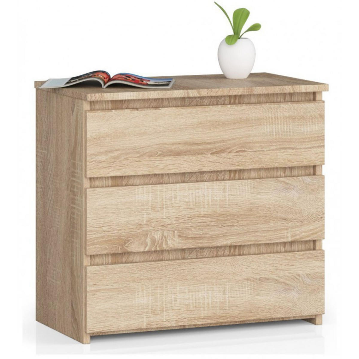 NACHTSCHRANK Sonoma Eiche 60x35x57 cm - Weiß/Sonoma Eiche, Holzwerkstoff (60/57/35cm) - Akord