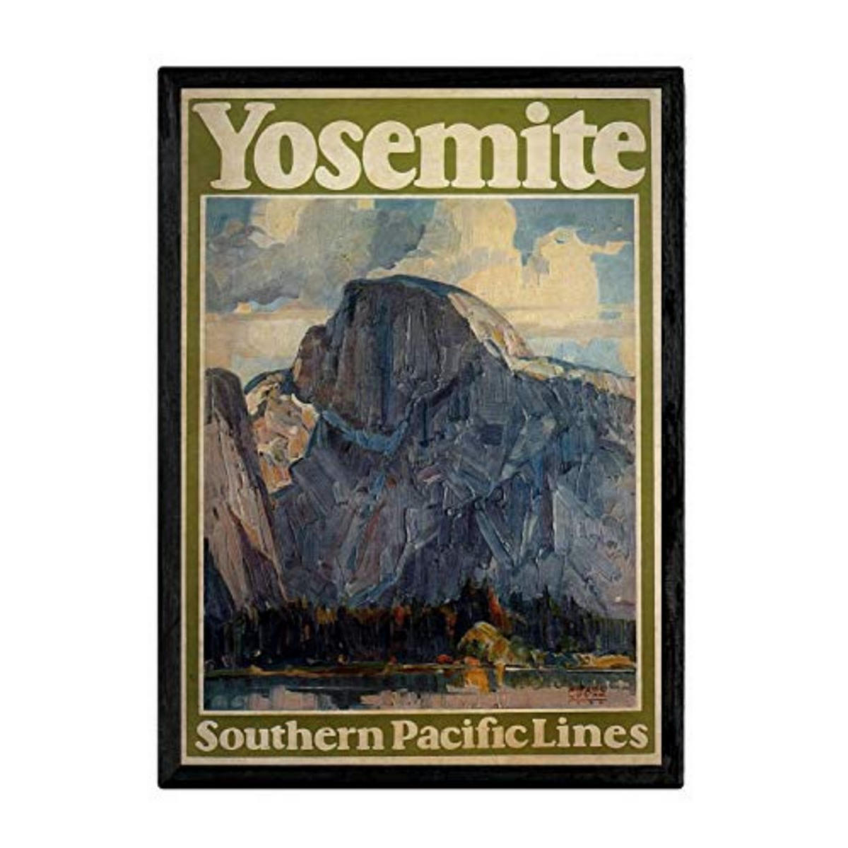 POSTER Yosemite Vintage A4 Schwarzer Rahmen - Schwarz, Papier (29.7/5/21cm) - Nacnic