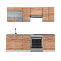 KÜCHENZEILE Fame-Line Goldkraft Eiche/Weiß 240 cm, AP Anthrazit - Honigeiche/Eiche Wotan, Holzwerkstoff (240/81.6/60cm) - Vicco