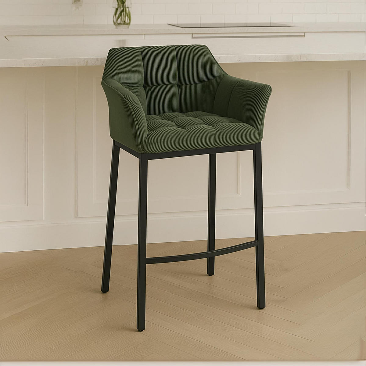 BARHOCKER Damaso Cordbezug 110x64x48 cm grün - Grün, Metall (64/110/48cm) - furnicato