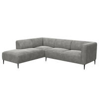 2,5-SITZER ECKSOFA mit Ottomane - Schwarz/Grau, Textil/Metall (252/205cm) - home24
