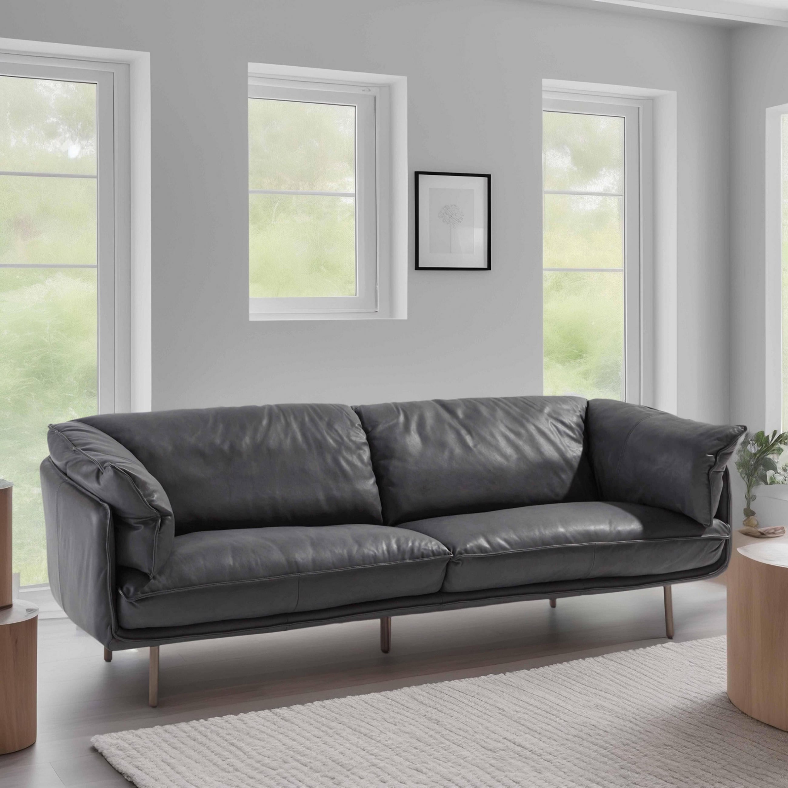 3-SITZER-SOFA, Leder, Schwarz, 219/86 cm - Schwarz, Leder (86/77/219cm) - Oviala