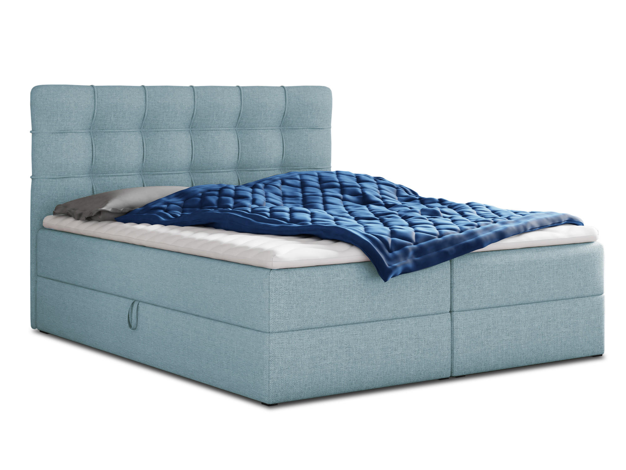 BOXBETT Best - 140x200 - blau (Vidar 83, Webstoff) - Blau/Schwarz, Holz/Holzwerkstoff (140/200cm) - Sofnet