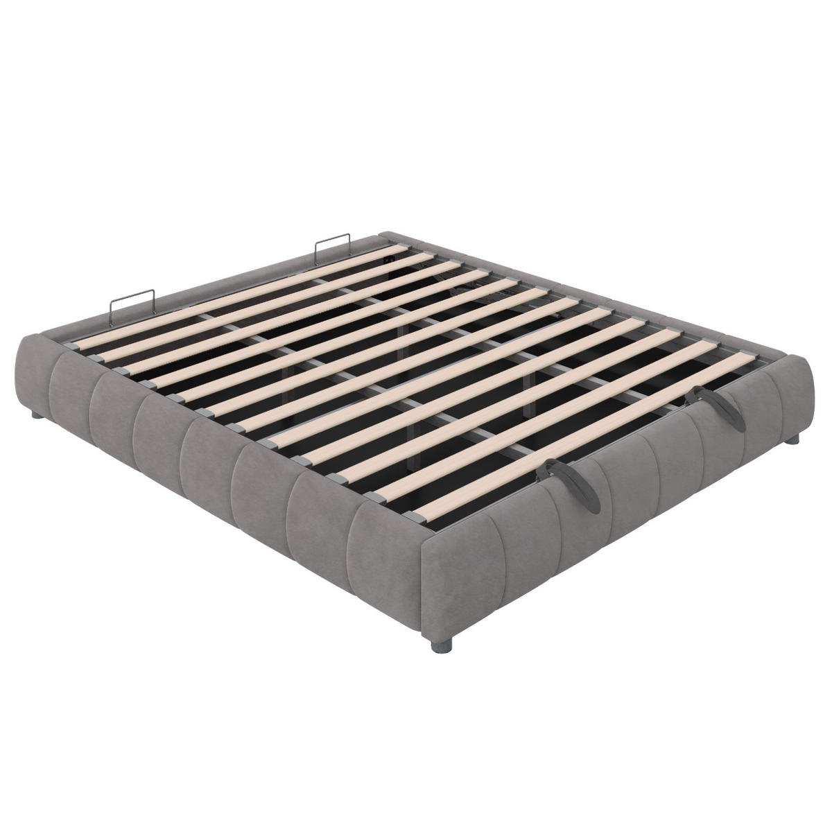 POLSTERBETT mit Stauraum und LED 180x200 cm Samt Grau - Grau, Metall (180/200cm) - Beauniv