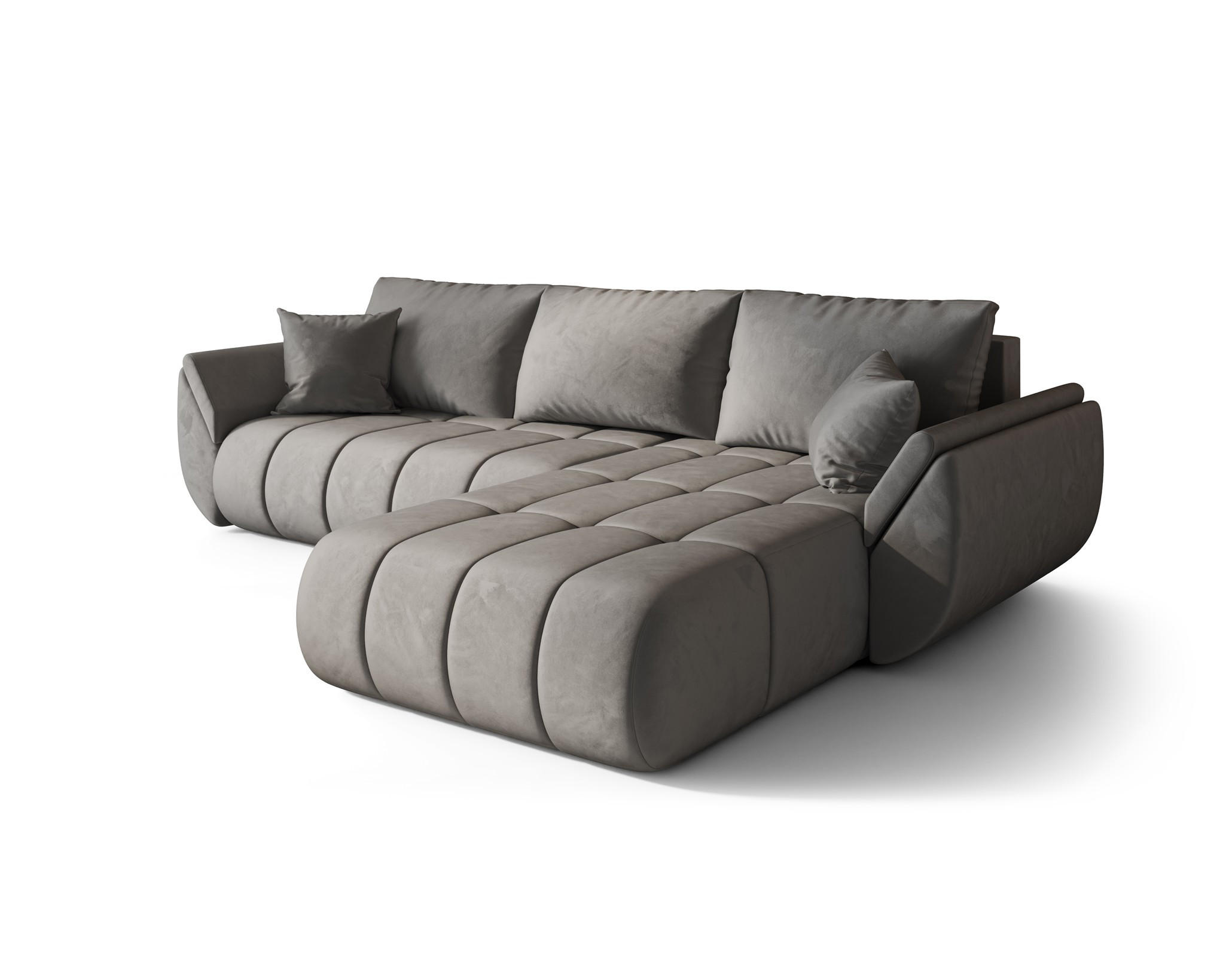ECKSOFA Misato In Monolith - Hellgrau, Holzwerkstoff/Textil (280/175cm) - Fun Möbel