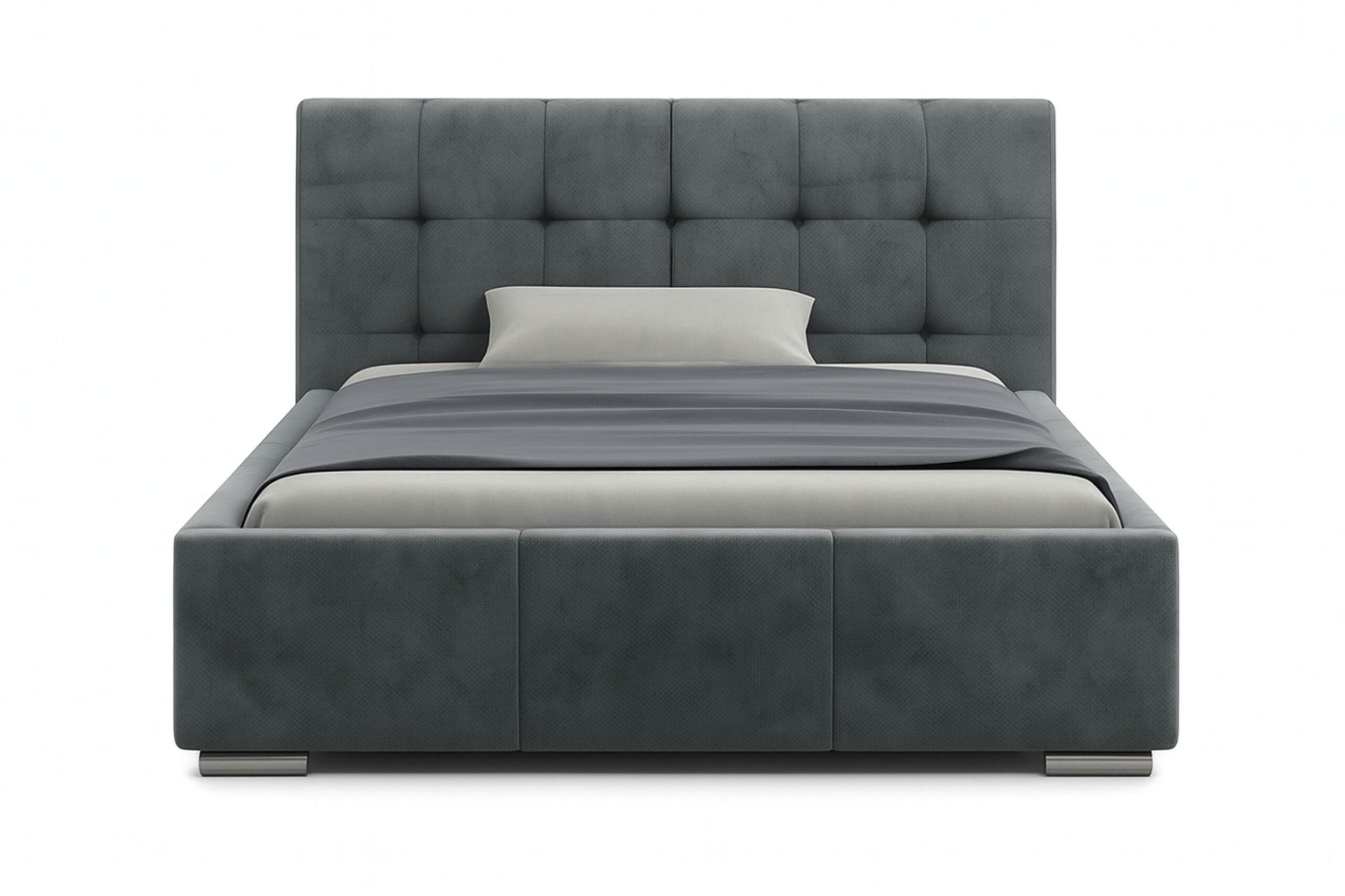 POLSTERBETT BARI mit Kopfteil, 140 x 200 cm, Doppelbett mit Bettkasten und Lattenrost aus Metall, Velourstoff, Frabe: Grau - Grau, Holz/Kunststoff (140/200cm) - Agmat-Furniture