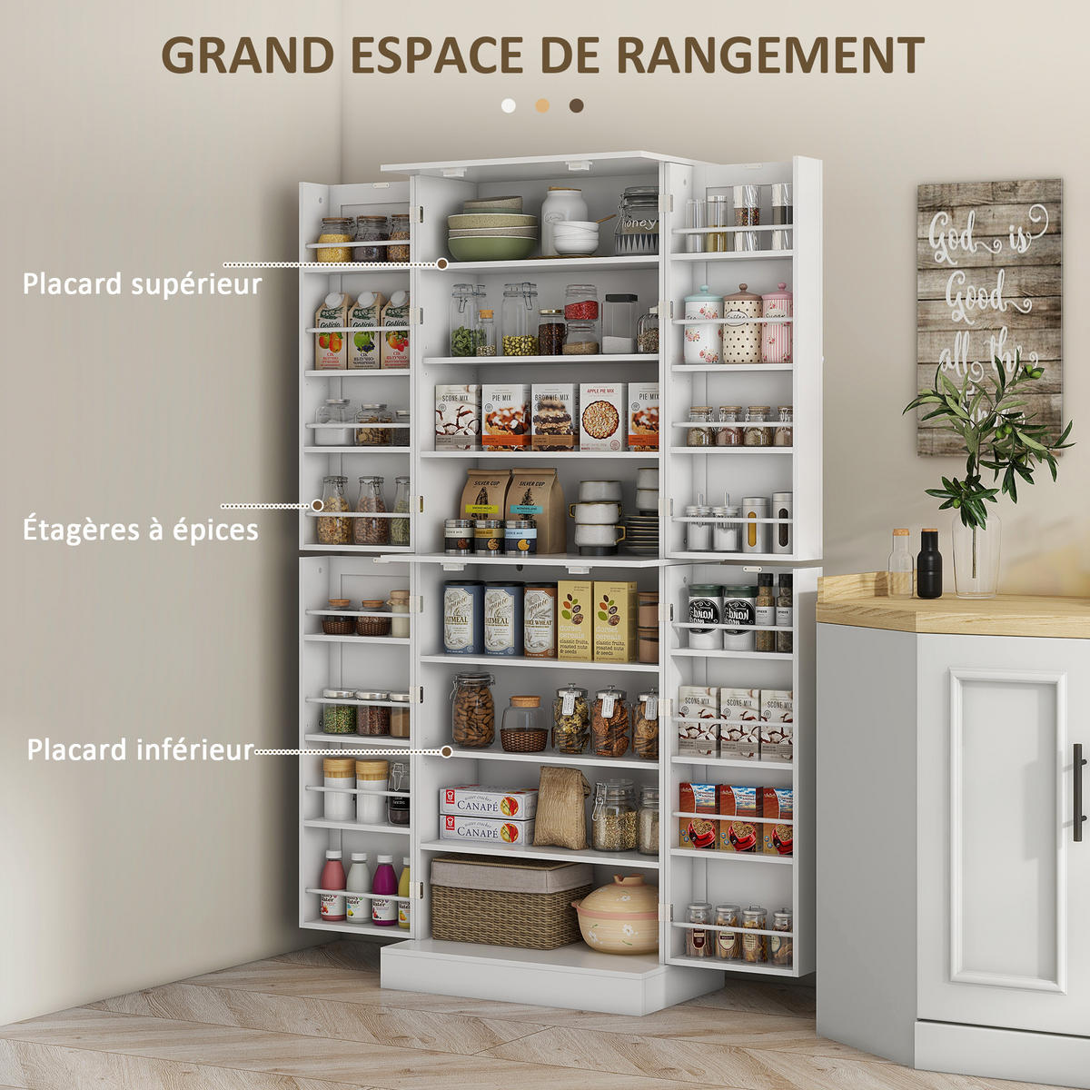 MEHRZWECKSCHRANK DE-11136 Verstellbare Böden Weiß - Weiß, Holzwerkstoff (35/166/60cm) - ComfortXL