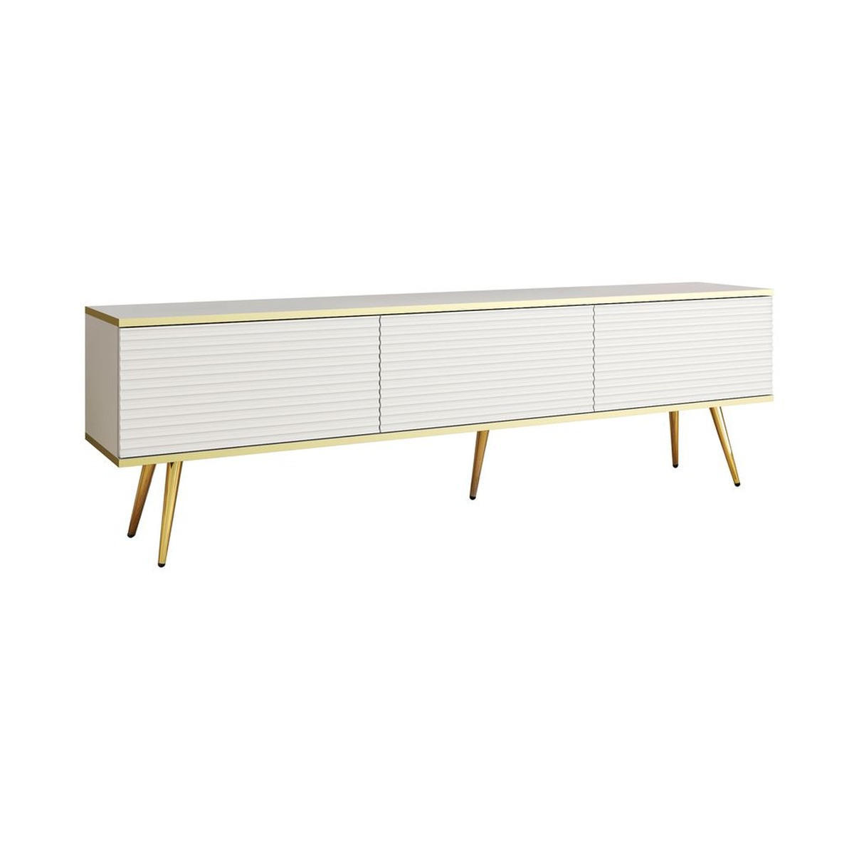 LOWBOARD – 175 cm – Oro Mdf – Mit Füßen – TV-GEN0313 - Weiß, Holzwerkstoff (175/30/32cm) - hi-markt