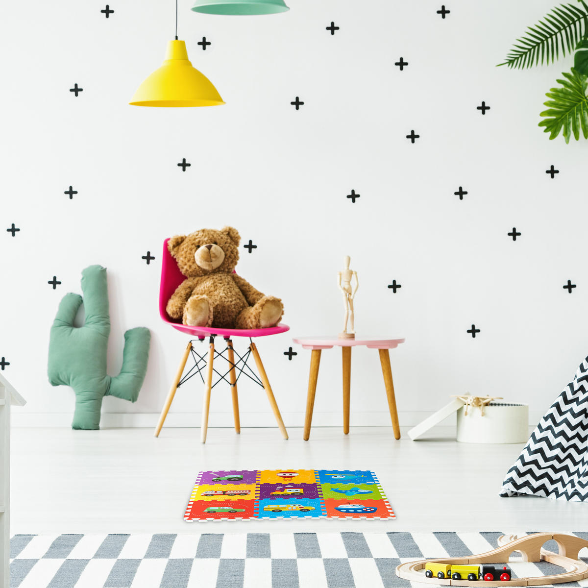 9-TLG.PUZZLEMATTE - Multicolor, Textil (30/30cm) - Relaxdays