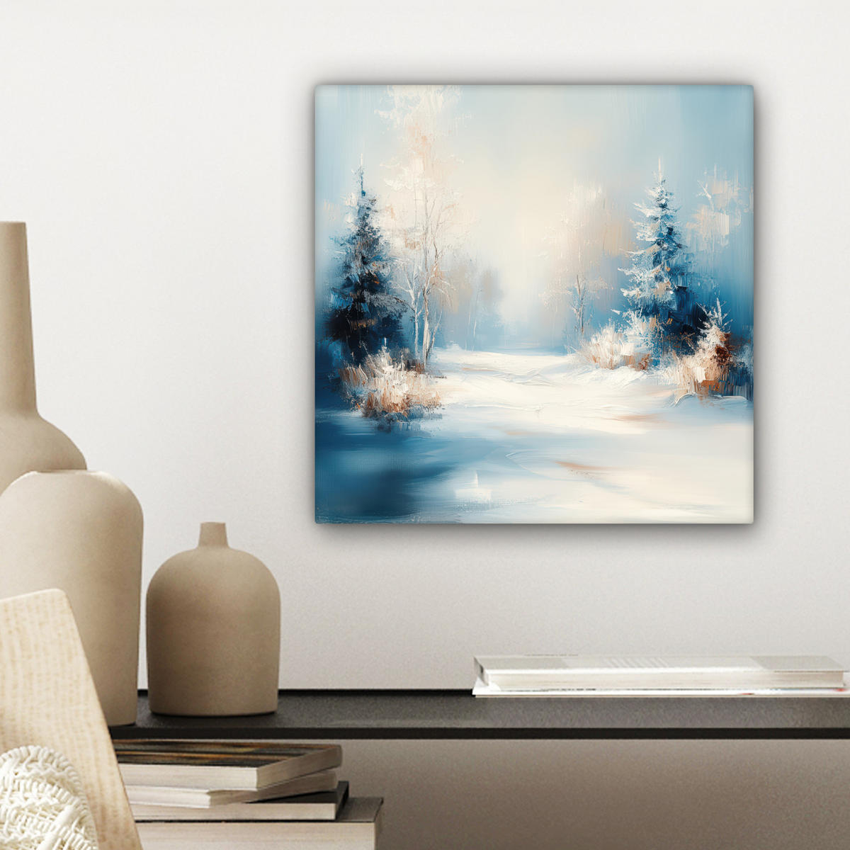 LEINWANDBILD Wald - Winter - Natur - Abstrakt - Schnee 20x20 cm - Weiß, Textil (20/20cm) - MuchoWow