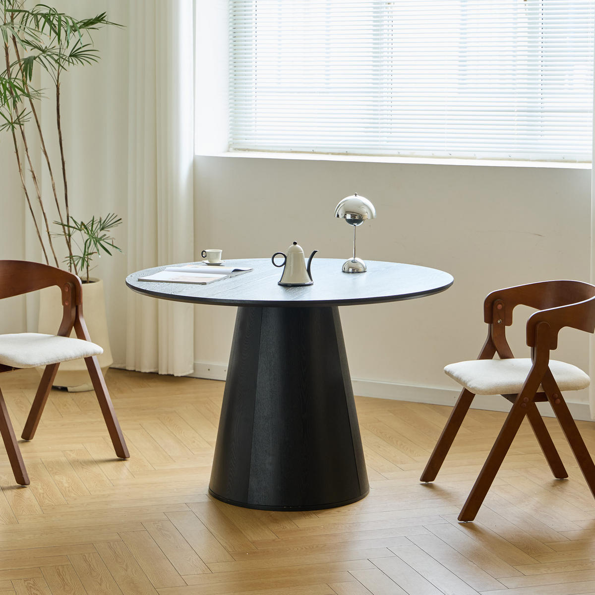 ESSTISCH Rund Schwarz 120 x 120 x 75 (cm) - Braun, Holz (120/120/78cm) - Nordlys