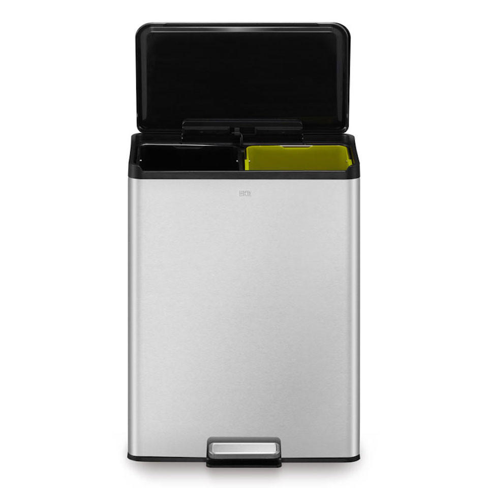 MÜLLEIMER Mit Soft Close & Stay Open Deckel 40 Liter Edelstahl Silber - Silberfarben, Metall (33.8/59.2/46.2cm) - PROREGAL