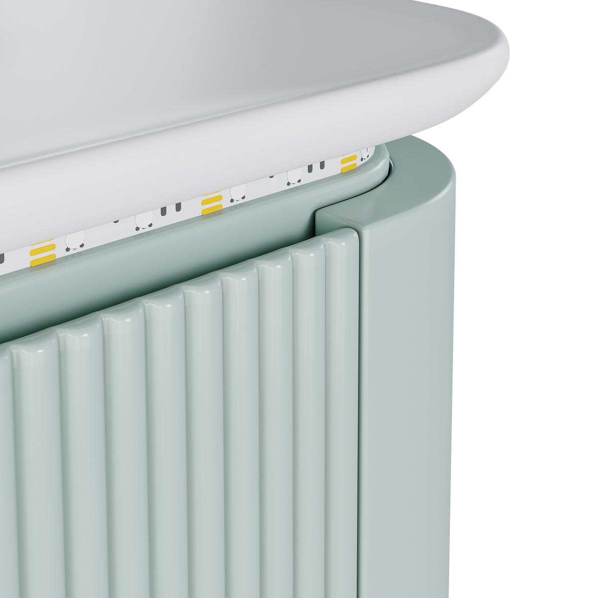 WASCHTISCHKOMBI 80,5/47,5/51 cm in Grün mit LED-Beleuchtung und 4 Schubladen - Grün, Holzwerkstoff (80.5/51/47.5cm) - Flora Grace