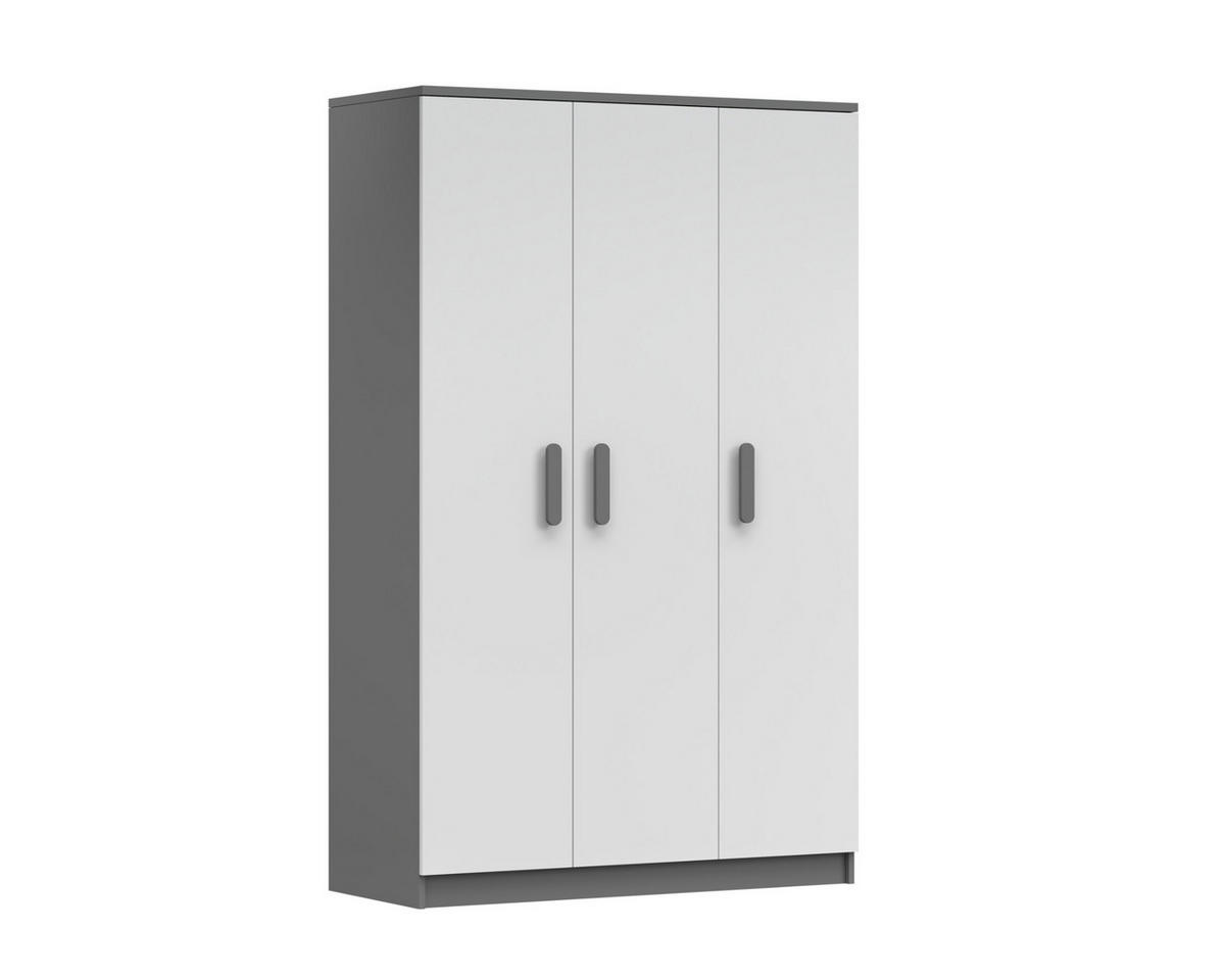 KINDERKLEIDERSCHRANK INGE 19 120/192/50 cm Weiß+Grau/Grau - Weiß/Grau, Holzwerkstoff (120/192/50cm) - Deine Möbel 24
