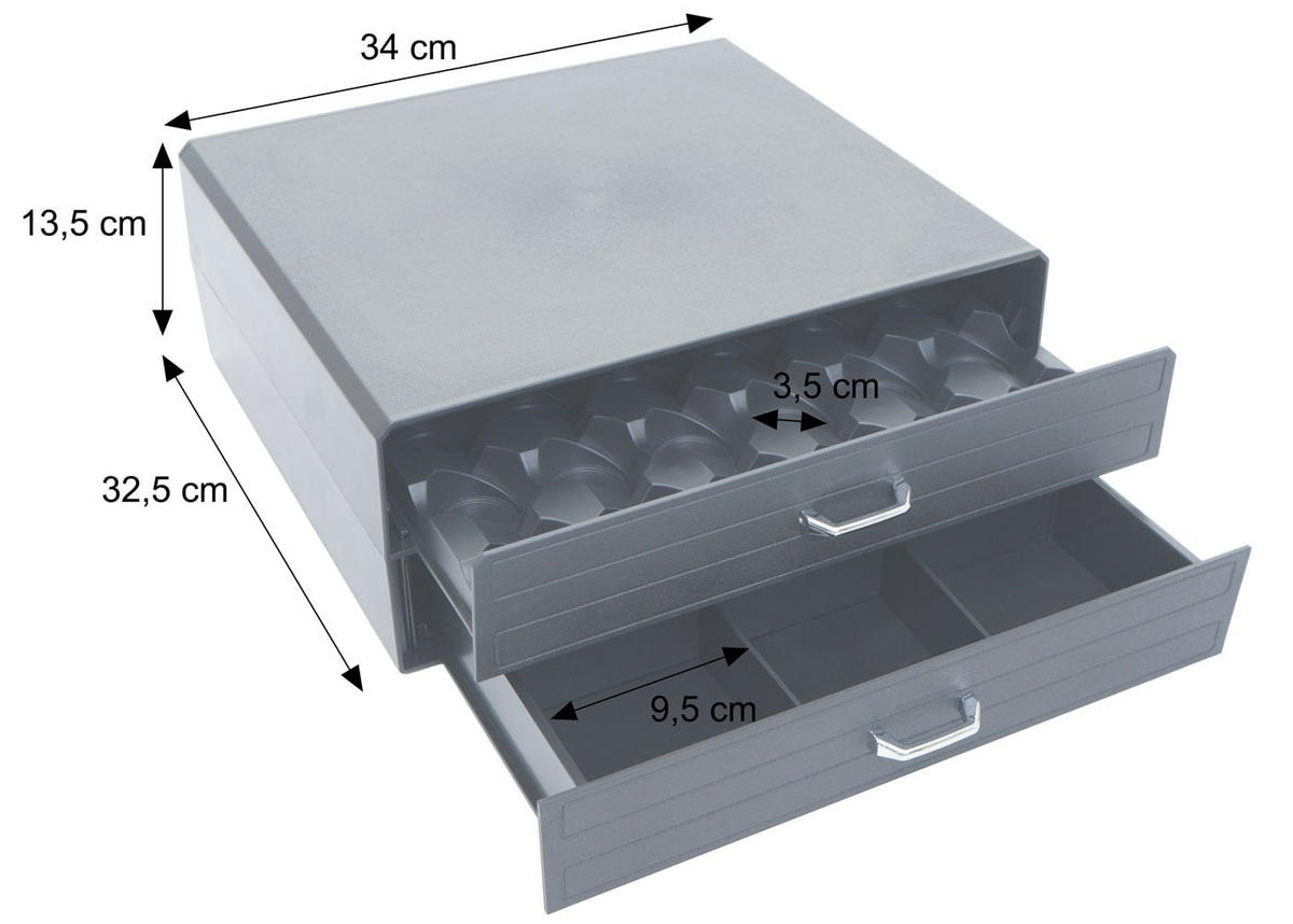 SCHUBLADENBOX eckig Schwarz - Schwarz, Kunststoff (34/32cm) - MCW