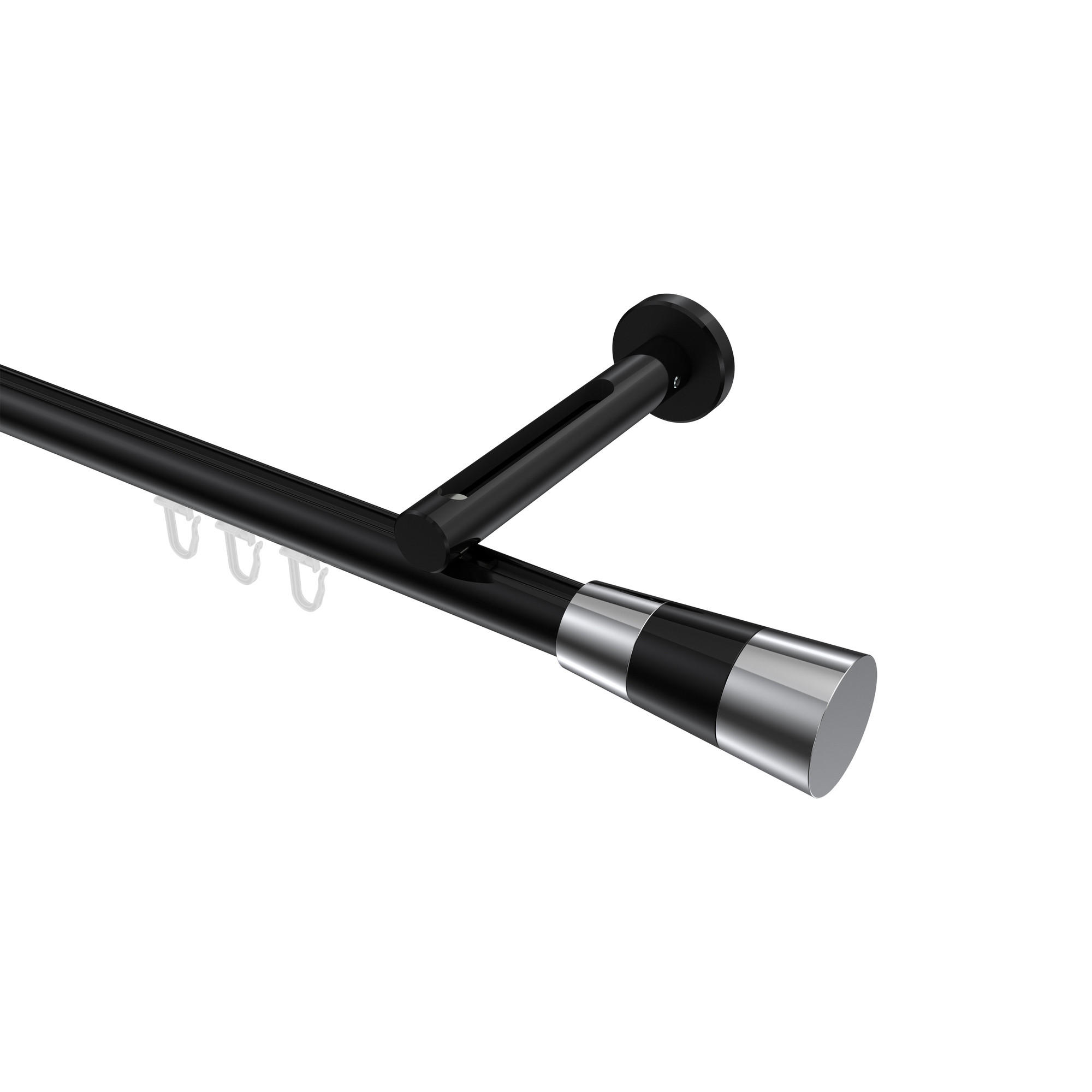 INNENLAUF-GARDINENSTANGEN-SET Siteno Tanara 540 cm (geteilt in 3 x 180 cm), 1-läufig, 20 mm Ø Schwarz - Chromfarben/Schwarz, Metall (540cm) - INTERDECO