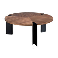 COUCHTISCH Runder Couchtisch Nussbaum und schwarzer Stahl Ø90/36 cm - Nussbaumfarben/Schwarz, Holz (90/90/36cm) - ANGEL CERDA