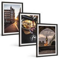 BILDER SET 3er Set - 40x60 cm Schwarzer Rahmen - Bilder von Essen in der Stadt London - Schwarz, Kunststoff (40/60cm) - TULUP
