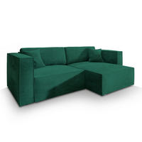 ECKSOFA NERIO M Grün Velours-Stoff mit Schlaffunktion - Grün, Holz (245/148cm) - MASSENO