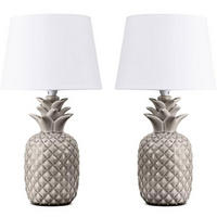 TISCHLAMPE AREDI 2-er Set, Weiß - Weiß, Keramik/Textil (22/22/38cm) - KONSIMO®