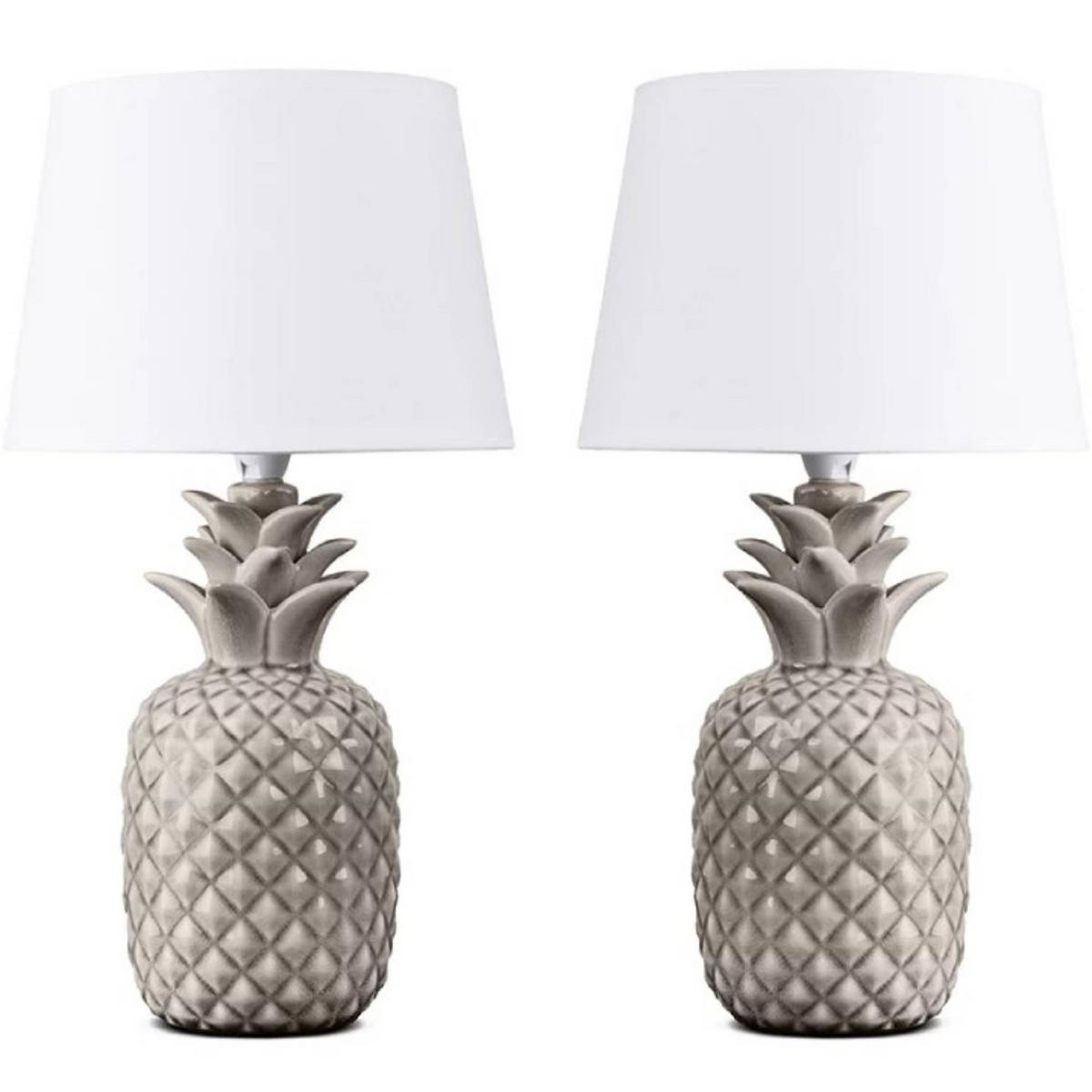 TISCHLAMPE AREDI 2-er Set, Weiß - Weiß, Keramik/Textil (22/22/38cm) - KONSIMO®
