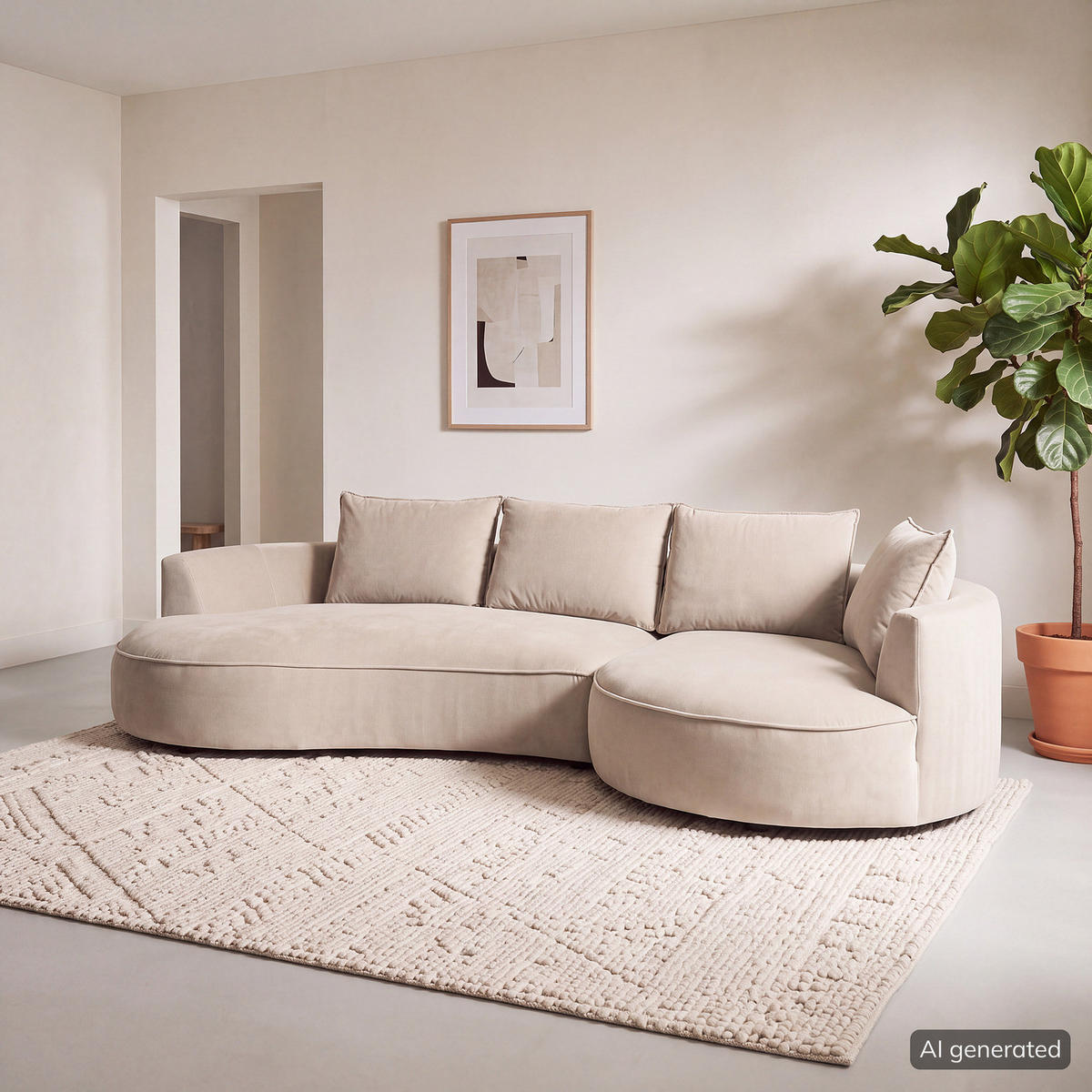 BIGSOFA - Beige, Naturmaterialien/Kunststoff (322/82/154cm) - home24
