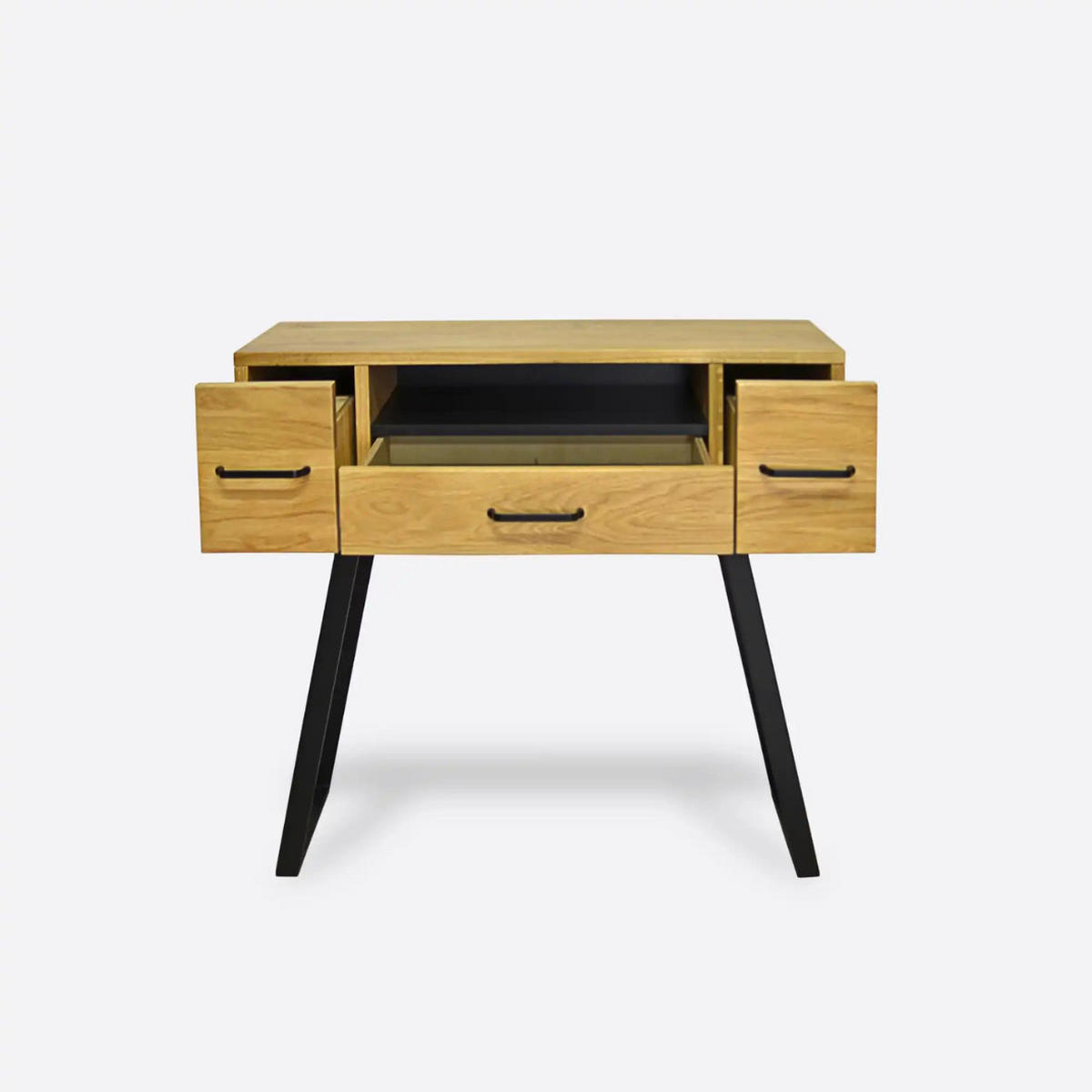 BEISTELLTISCH aus Massivholz und Metall mit Schubladen JORGEN - Eichefarben, Holz (100/90/30cm) - Rawood Furniture