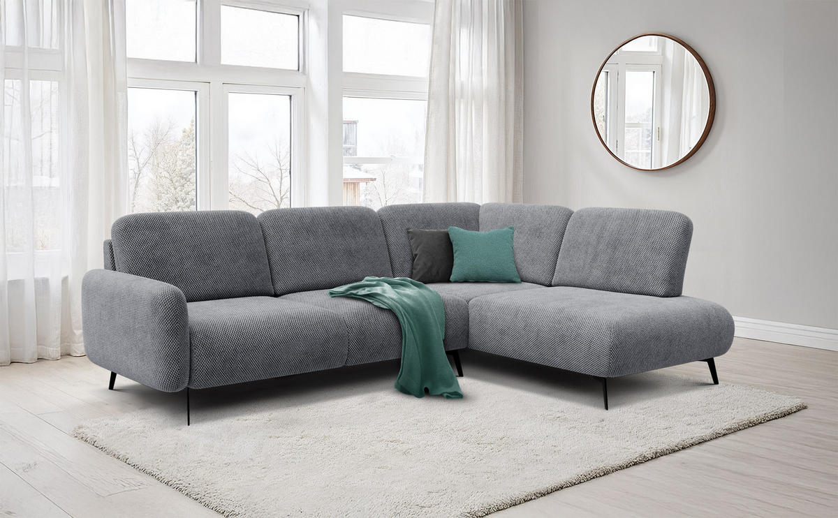 ECKSOFA FEBE 5-Sitzer rechts, grau - Schwarz/Grau, Holz/Textil (271/190cm) - Courtois Laville