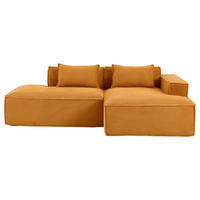 ECKSCHLAFSOFA L-/U-/2-er Sofa mit Schlaffunktion,Modulsofa,Cord,Gelb - Gelb, Textil (129/233cm) - LVHOM