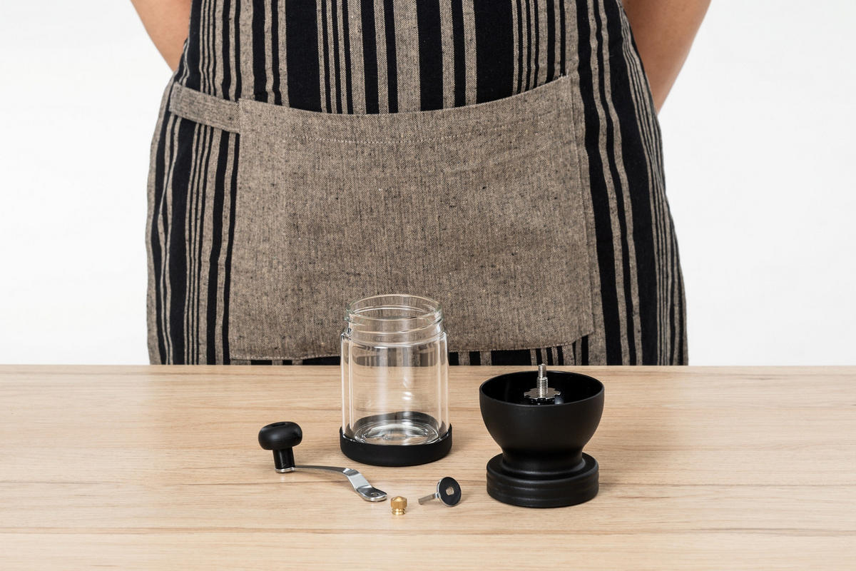 KAFFEEMÜHLE mit Kurbel - Schwarz, Glas (14.5/20.5/9cm)