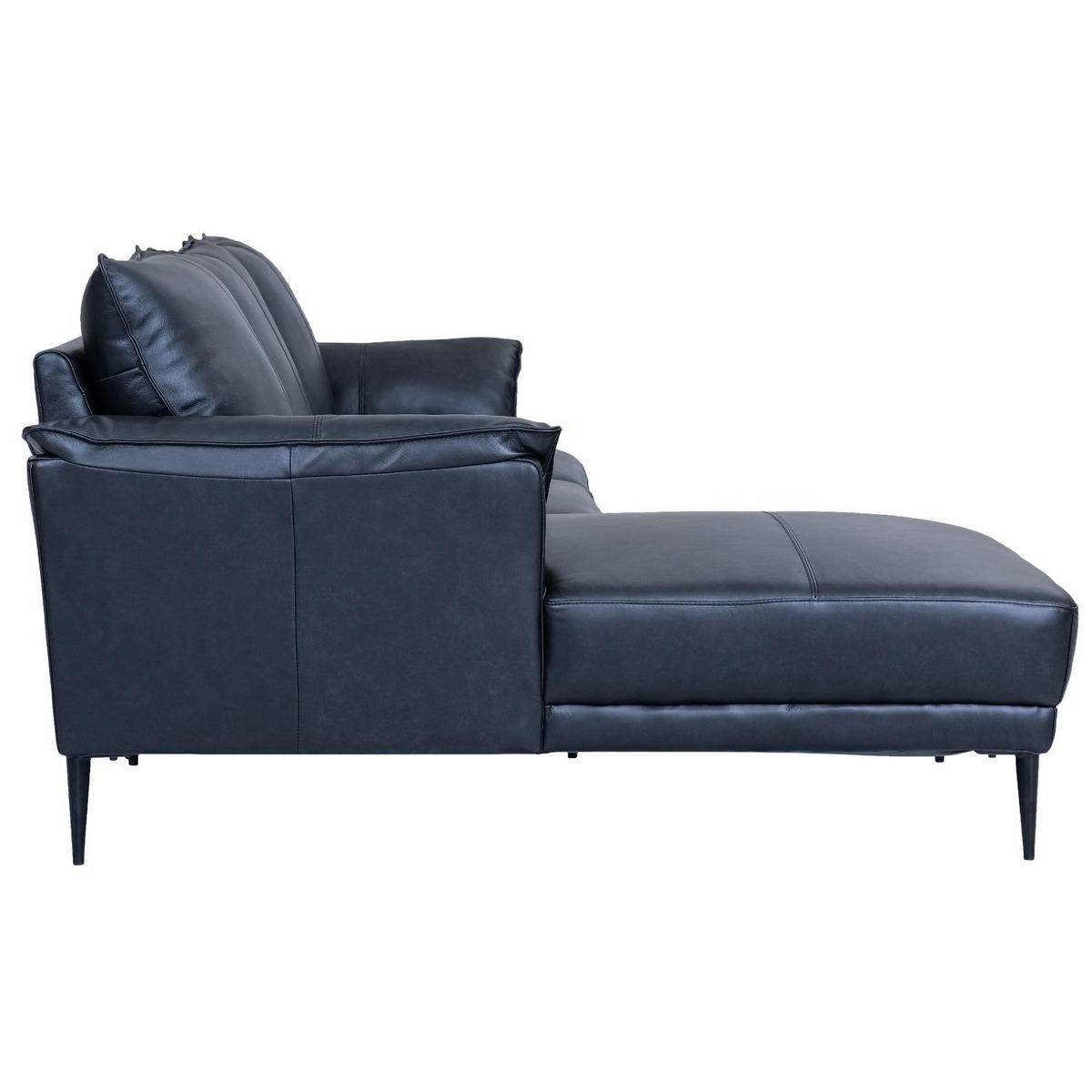 ECKSOFA Echtleder Schwarz - Schwarz, Leder/Metall (233/155cm) - Furnhouse