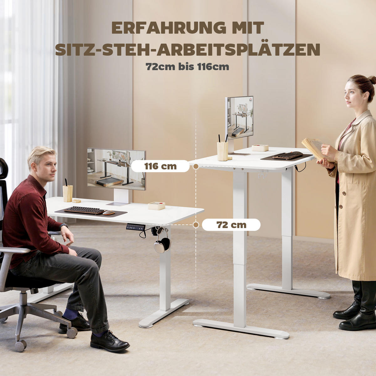 SCHREIBTISCH Weiß 70.0/140.0/116.0 cm - Weiß, Holzwerkstoff (70/140/116cm)