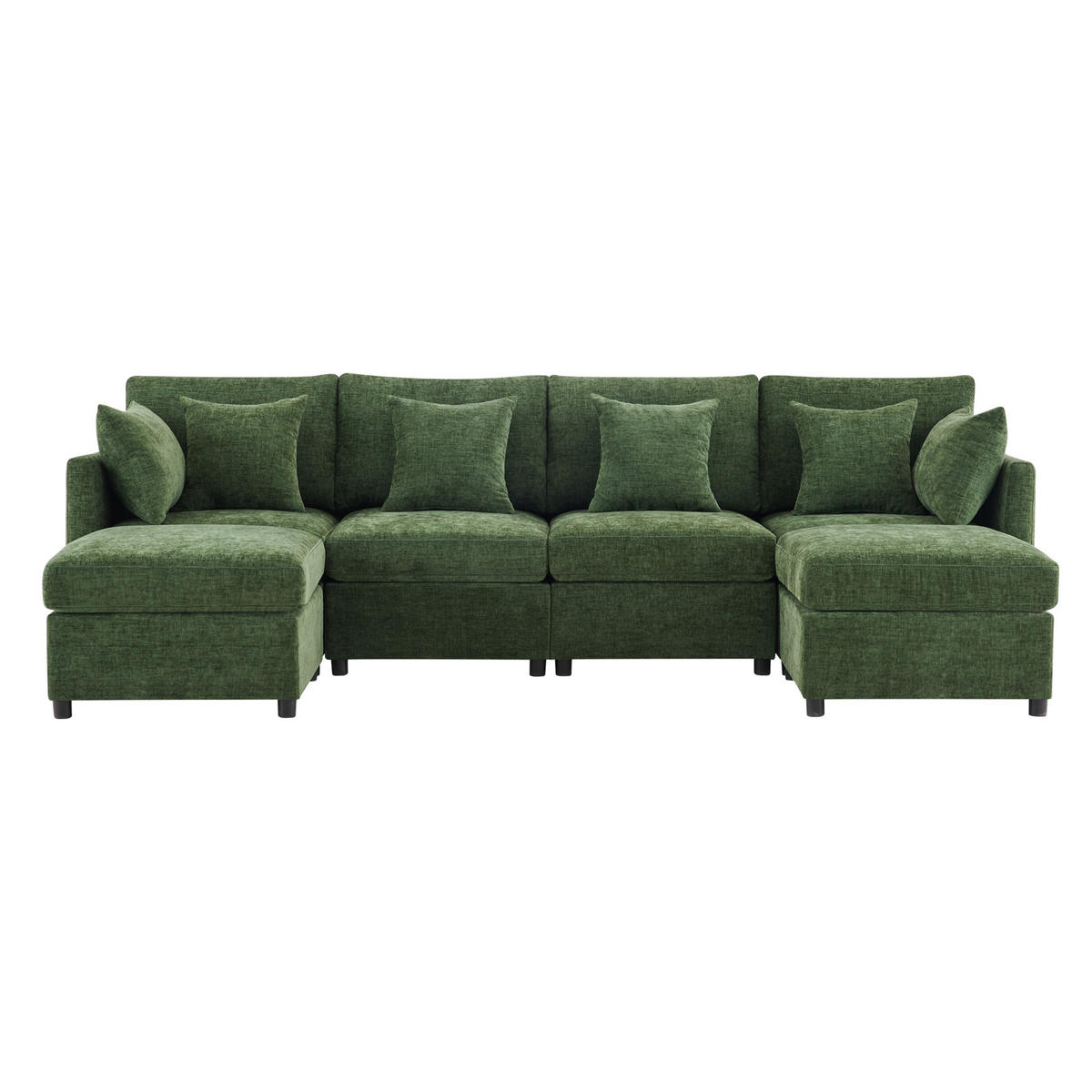 WOHNLANDSCHAFT 278/161/81 cm Green mit 2 Fußhocker - Grün, Textil (278/81/161cm) - Oxeza