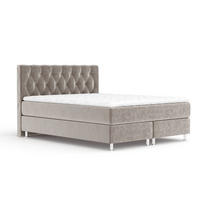 BOXSPRINGBETT Otus Taupe 140/200 cm mit Latex-Topper - Taupe/Silberfarben, Holz/Holzwerkstoff (140/200cm) - Maison de Reve