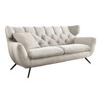 SOFA CHARME Cremeweiß Cord - Creme/Schwarz, Textil/Metall (175/94/95cm) - KAWOLA