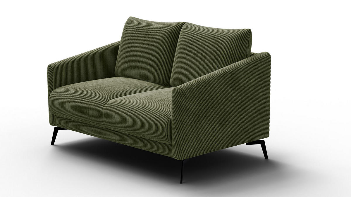 SOFA VILT 2-Sitzer, olive - Schwarz/Olivgrün, Holzwerkstoff/Textil (142/89/94cm) - Wozimo