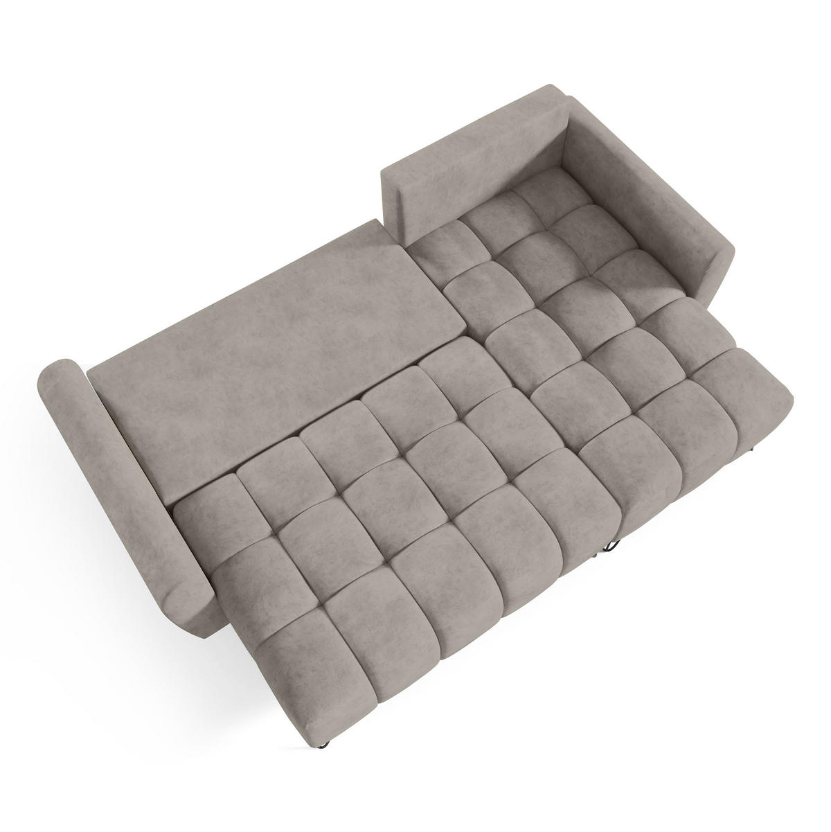 ECKSCHLAFSOFA Malaga Mini universeller Ottomane, Dunkelbeige - Beige/Schwarz, Textil (222/148cm) - Beautysofa