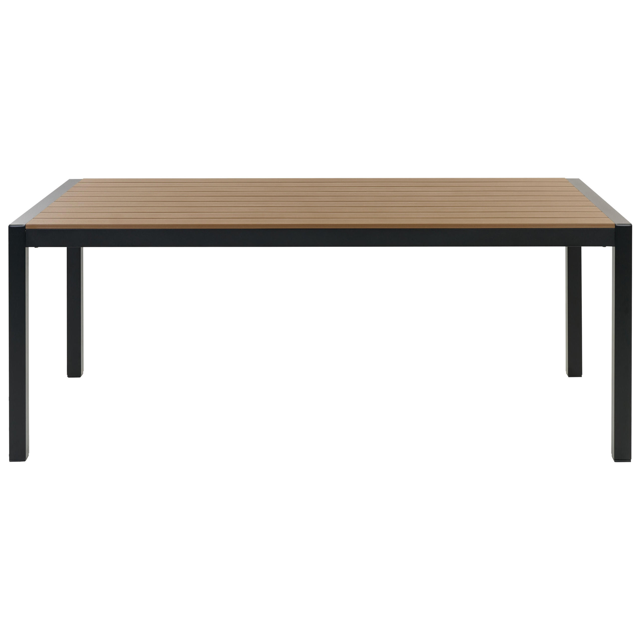 GARTENTISCH Aluminium hellbraun/schwarz 180/90 cm Vernio - Hellbraun/Schwarz, Holz (180/90/76cm) - Beliani
