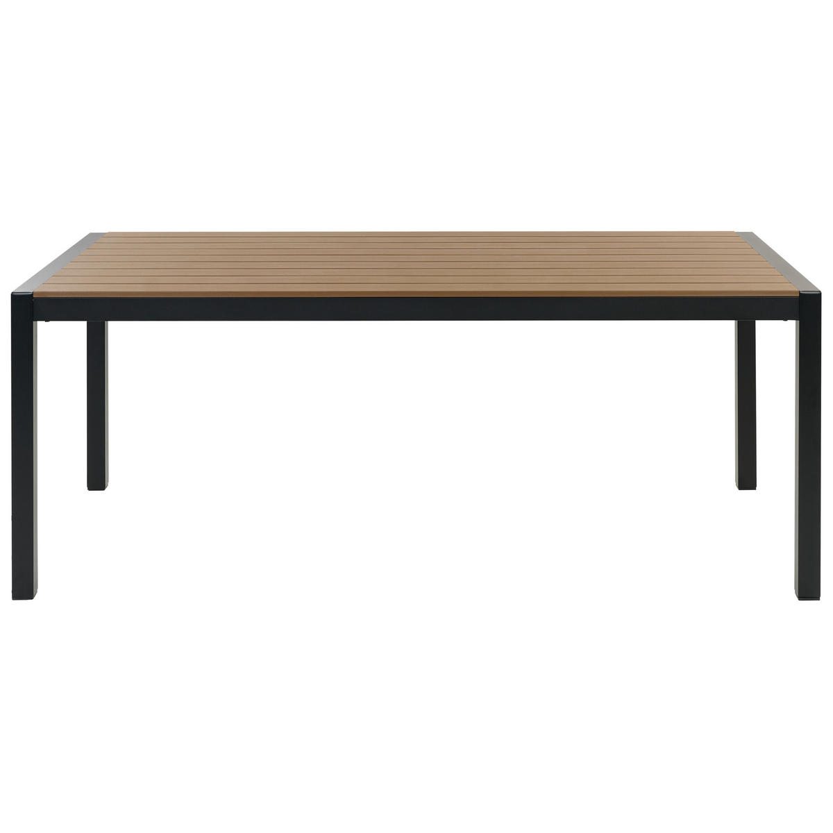 GARTENTISCH Aluminium hellbraun/schwarz 180/90 cm Vernio - Hellbraun/Schwarz, Holz (180/90/76cm) - Beliani