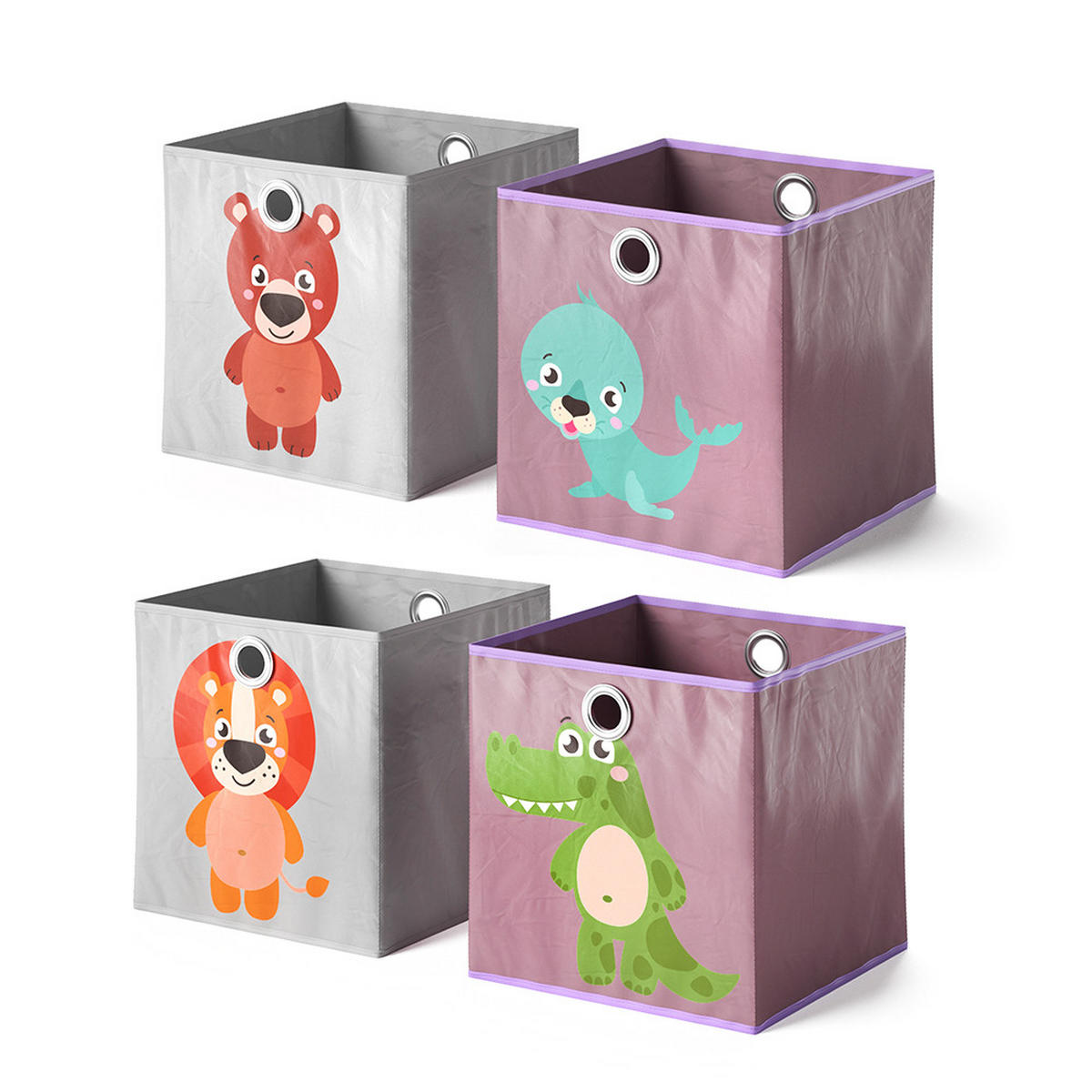 FALTBOX 30 x 30 Grau/Lila 30 x 30 cm 2er Set - Lila/Grau, Wellpappe (30/30cm) - Vicco