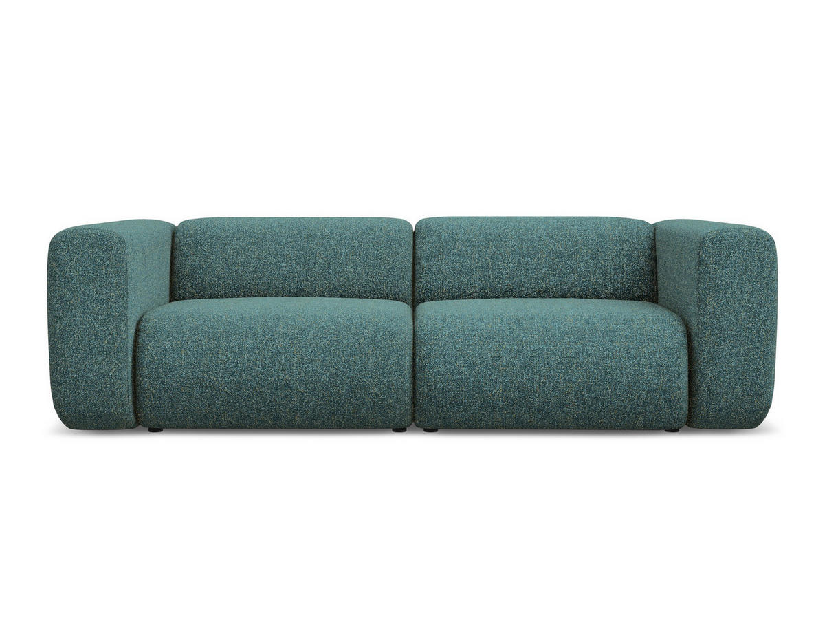 3-SITZER SOFA Strukturstoff Stoff Blau - Blau/Petrol, Kunststoff/Textil (228/70/89cm) - Makamii