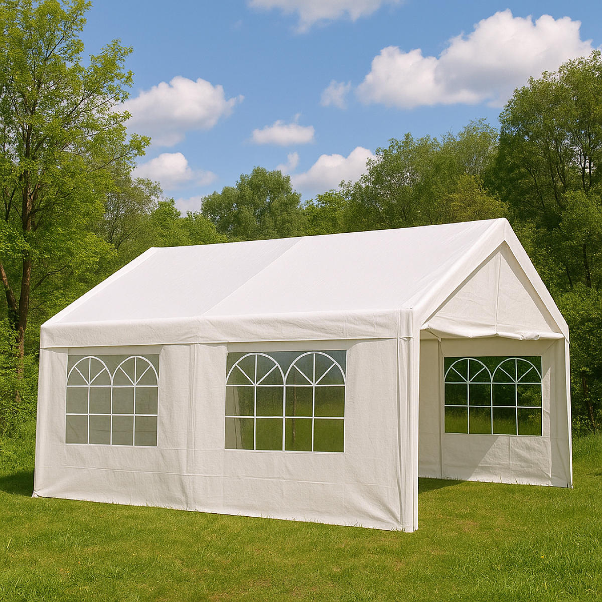 DACHPLANE Livingston - Zeltabdeckung für 3x4 Meter, PE weiss 180g/m². BxTxH: 400x300x285 cm - Weiß, Kunststoff (400/0.3/300cm) - TPFGarden