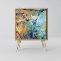 SIDEBOARD ABSTRACT THOUGHTS, Eichefarben, 57,5x42x77,5 cm, Schräge Buchenholzfüße - Eichefarben/Buchefarben, Holzwerkstoff/Buchenholz (57.5/77.5/42cm) - SpaceRebels