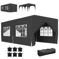 FALTPAVILLON, 6x3m, Seitenwände, UPF50+, höhenverstellbar, Tragetasche, Dunkelgrau - Multicolor, Metall (597/270/300cm) - FORIOUS